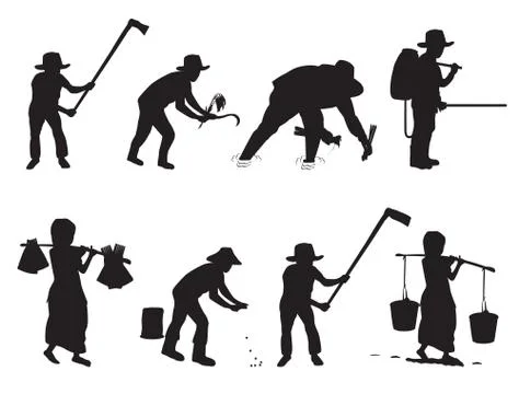 Silhouette farmer cartoon shape vector design Stock Illustration