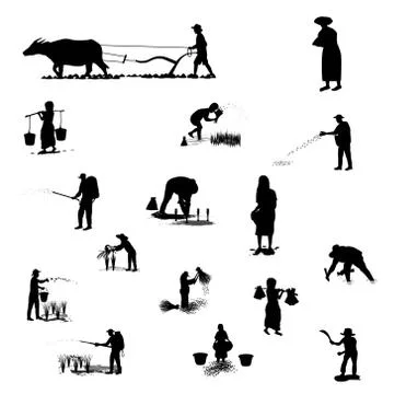Silhouette farmer cartoon shape vector design Stock Illustration