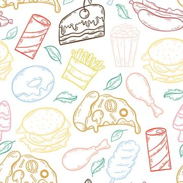 Silhouette fast food seamless pattern vector illustration イラスト素材
