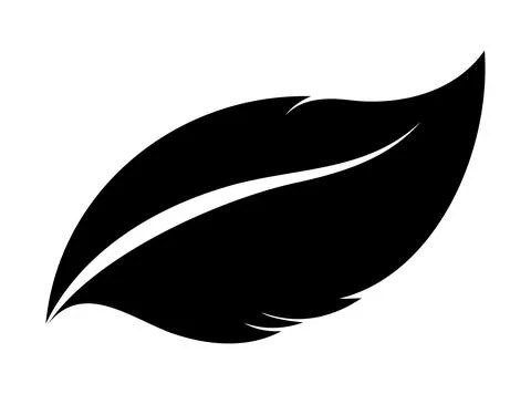 Silhouette of a feather against a plain backdrop. Stock Illustration
