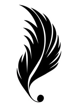 Silhouette of a feather against a plain backdrop. Illustrazione stock
