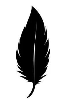 Silhouette of a feather against a plain backdrop. Stock Illustration