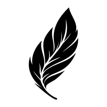 Silhouette of a feather against a plain backdrop. Stock Illustration