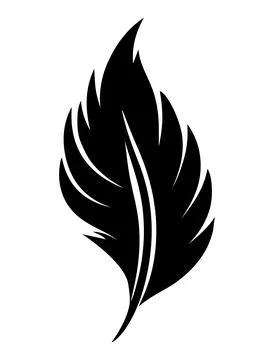 Silhouette of a feather against a plain backdrop. Stock Illustration