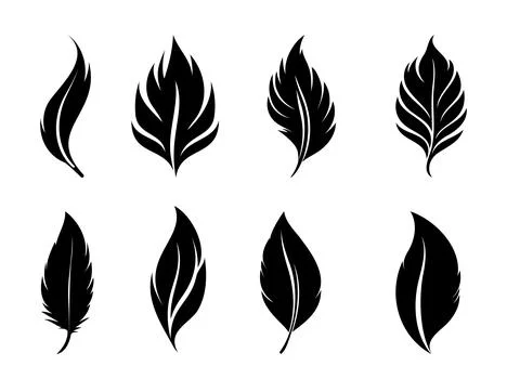 Silhouette of a feather against a plain backdrop. Stock Illustration