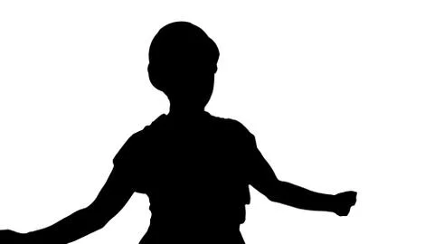 Silhouette Female construction worker dancing happy. Ilustração Stock
