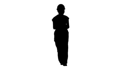 Silhouette Female constuction worker counting money while walkin 스톡 일러스트