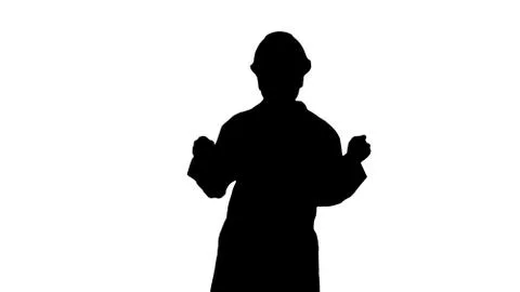 Silhouette Female engineer dancing. Stock Illustration