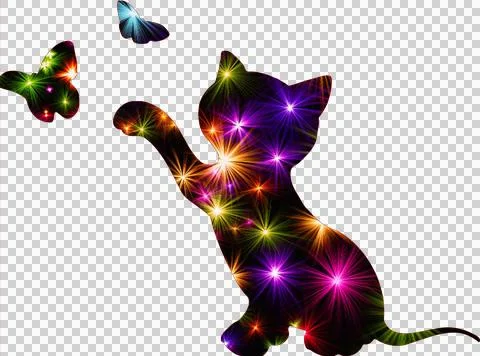 Silhouette of a festive cat Stock Illustration