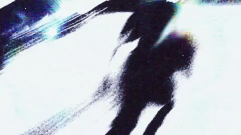 Silhouette Figure in Dynamic Motion with Glitch Effect Stock Footage 343519420