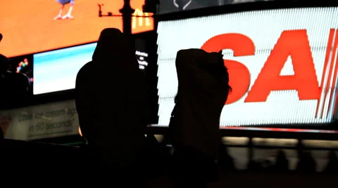 Silhouette figures in picadilly2 Stock Footage 1061074