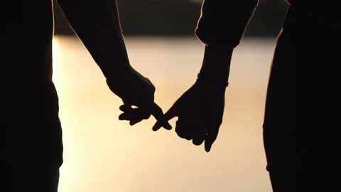 Silhouette finger couple, love concept. Stock Footage