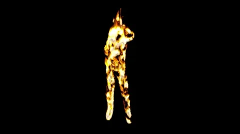 Silhouette in the fire Stock Footage 8982864