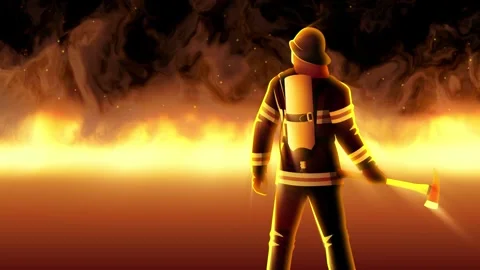 Silhouette Firefighter Back View Stock Footage 276303254