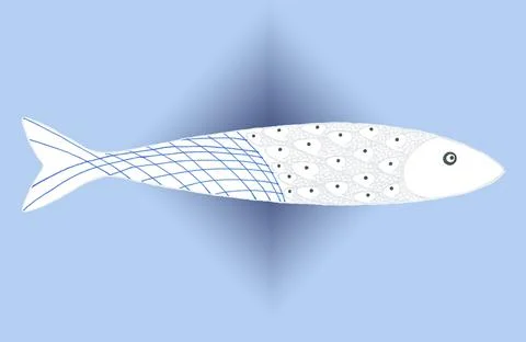 Silhouette of a fish filled with a pattern of small silver ones Stock Illustration