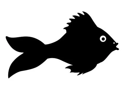Silhouette of fish. Small river or aquarium fish - vector black silhouette Illustrazione stock