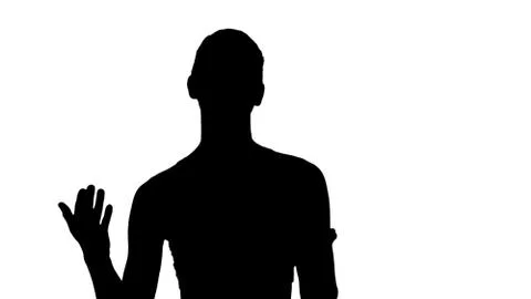 Silhouette Fit trainer talking while walking, explain yoga asana Stock-Illustration