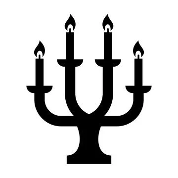 Silhouette of Five Candle Candelabra. Vector Illustration Stock Illustration