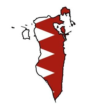 Silhouette Flag Map of Bahrain Stock Illustration