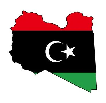 Silhouette Flag Map of Libya Stock Illustration
