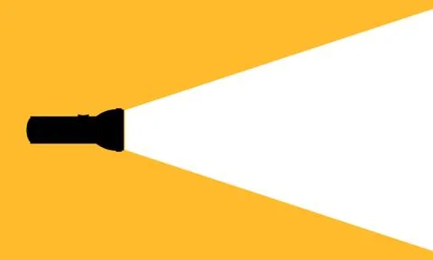 Silhouette of a flashlight on the orange background. Vector on isolated white Stock Illustration