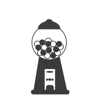 Silhouette flat gumboil machine with candy. Toy for kids with bubblegum. Vector Stock Illustration