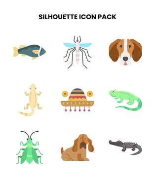 Silhouette Flat UI Icons Pack Stock Illustration