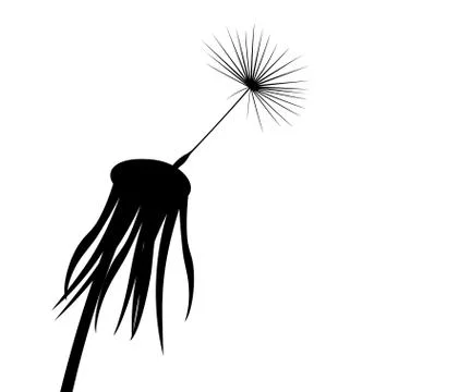 Silhouette of a flowering dandelion Stock Illustration