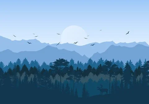 Silhouette Of Forest Vector Ilustración de archivo
