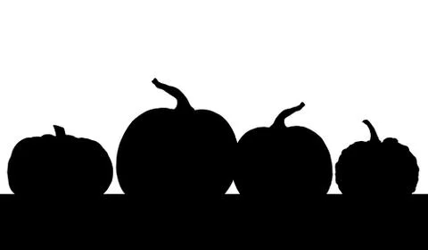 A silhouette of four pumpkins Stock Illustration