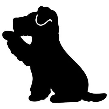 Silhouette of Fox Terrier shaking hands Stock Illustration