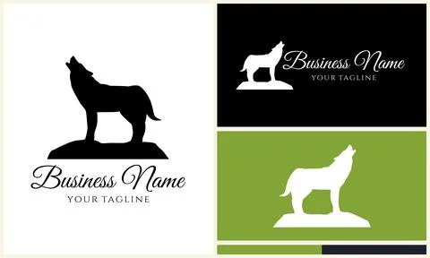 Silhouette fox wolf logo template Stock Illustration