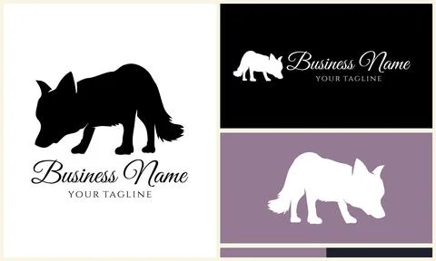 Silhouette fox wolf logo template Stock Illustration
