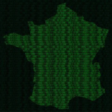 Silhouette of France from binary digits イラスト素材