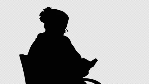 reading silhouette sitting