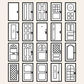 Silhouette front door set Stock Illustration