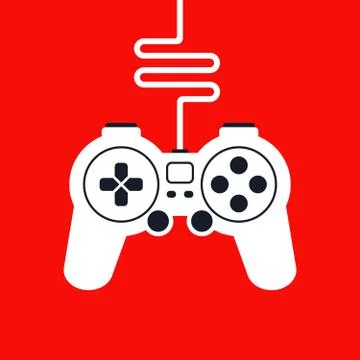 Silhouette of a game joystick with wire for computer games. Stock Illustration