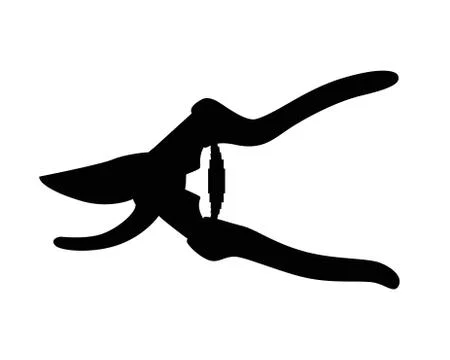 Silhouette of garden shears. Secateurs - vector black silhouette for logo Stock Illustration