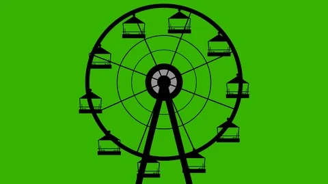 Silhouette Giant Wheel Turning Vector Seamless Looping Green Screen Stock Footage 106479387
