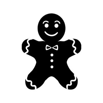 Silhouette gingerbread man cookie. Cookie in shape of man. vector. Illustrazione stock