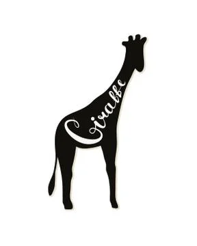 Silhouette of a giraffe on a white background. Stock Illustration
