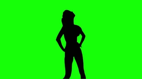 Silhouette girl 3 dancing green screen Stock Footage