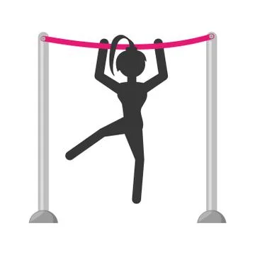 Silhouette girl athele gymnastic with bar Stock Illustration