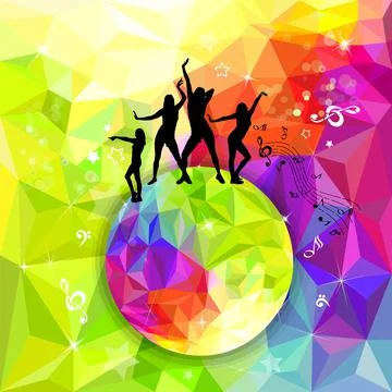 Silhouette of girls dancing in a disco. Vector illustration Stock Illustration
