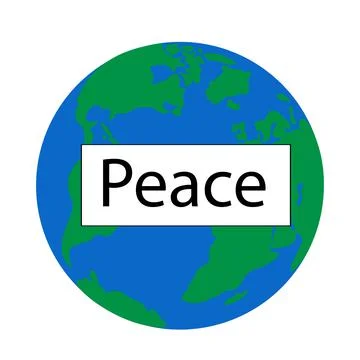 Silhouette of the globe with the text peace. Stock Illustration