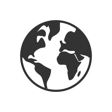 Silhouette a globe vector. Cute black Worlds Map Icon Stock Illustration