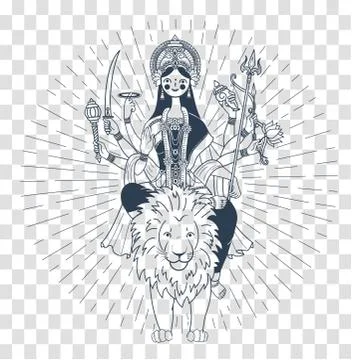 Silhouette of Goddess Durga rays Illustrazione stock