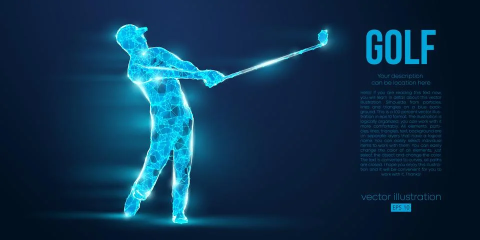 Silhouette of a golf player, golfer from particles Stock Illustration