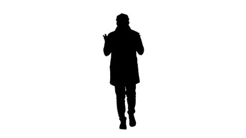 Silhouette Good work. That is it. Man walking and making gestures. Illustrazione stock