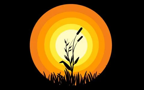 Silhouette of grass Stock Illustration
